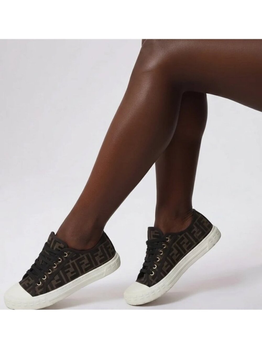 New Authentic Fendi Women Brown and Black Sneakers Size 39.5